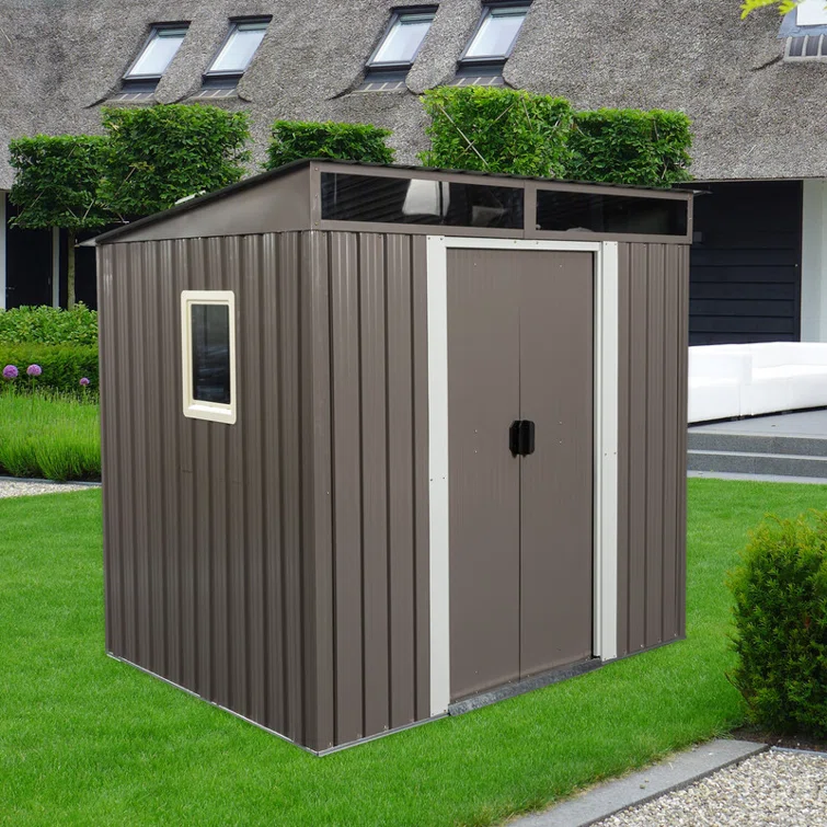 6 ft. W x 5 ft. D Storage Shed,Outdoor Metal Shed with Window Transparent Plate