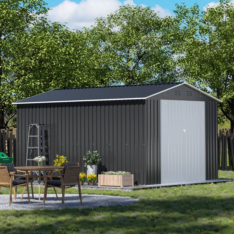 8 ft. W x 12 ft. D Metal Storage Shed with Lockable Doors and Vents