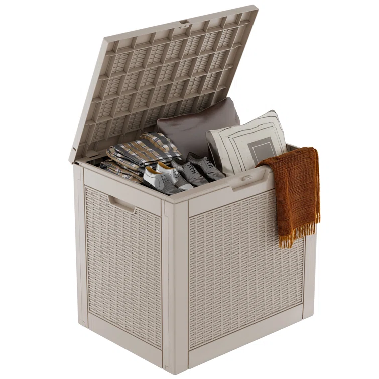 LeHom 22'' W 32 Gallons Water Resistant Resin Lockable Deck Box