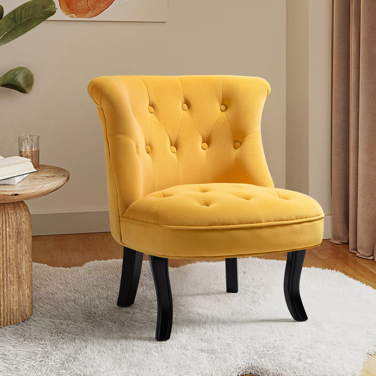 Elegantly Curved Jonnie Tufted Vanity Stool