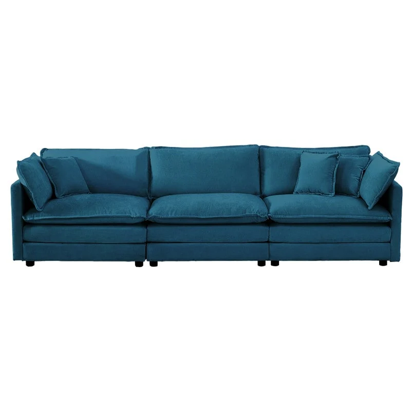 2-Piece Set Chenille Upholstered Extra Deep Seat Oversized Sofa with 3-Seater Sofa + Loveseat Sofa Sets