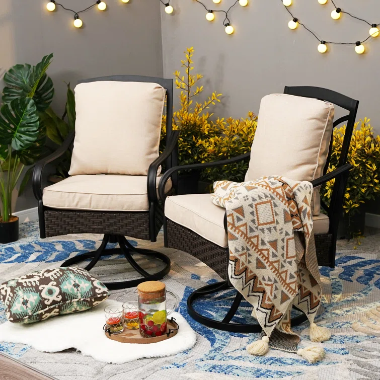 Alyah 4 - Person Square Outdoor Dining Set with Swivel Dining Chairs