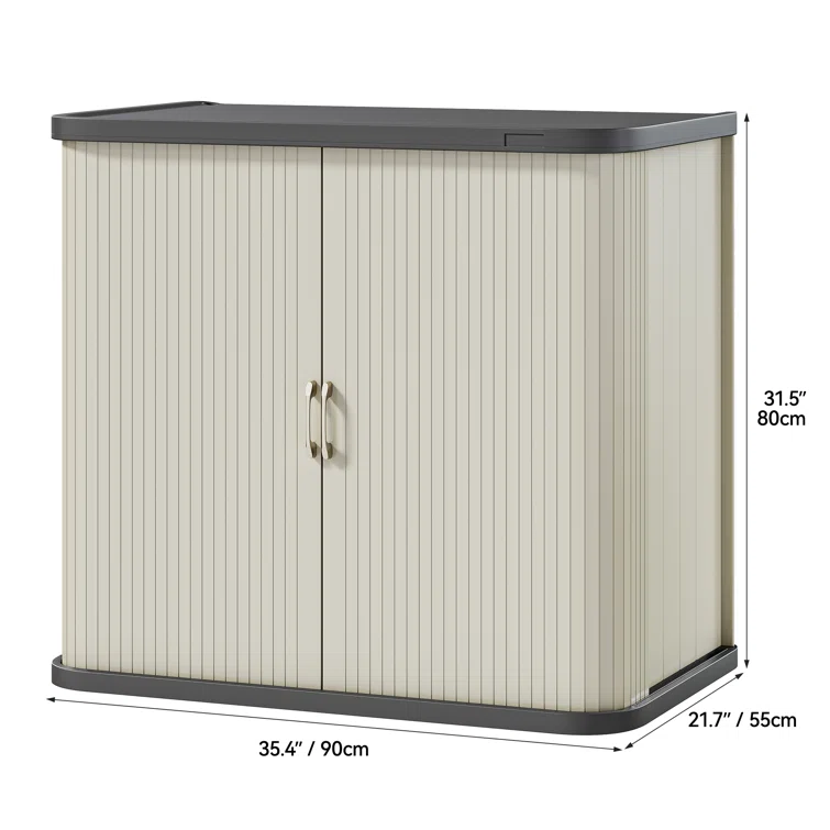 Balconera 35.4'' W 90 Gallons Water Resistant Resin Cabinet Deck Box in Beige