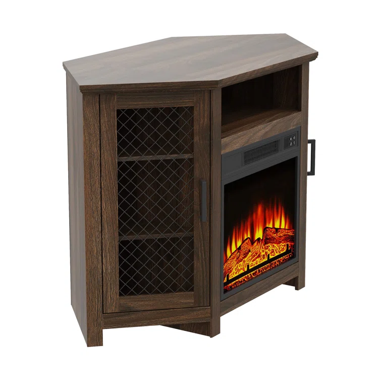 45'' Electric Corner Fireplace TV Stand with Storage for TVs up to 55