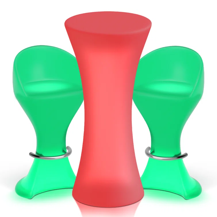 3 Piece 2 - Person LED Light Up Bar Stool and Table Modern Design Set