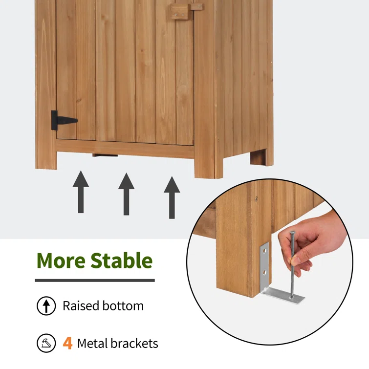 Mcombo 3 ft. W x 2 ft. D Wood Storage Sheds,Garden Cupboard with Door and Shelves