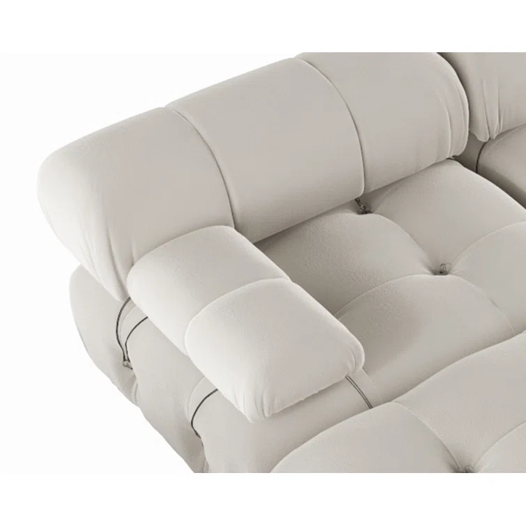 Cylar 138.6'' Wide Velvet Reversible Modular Sofa & Chaise with Ottoman