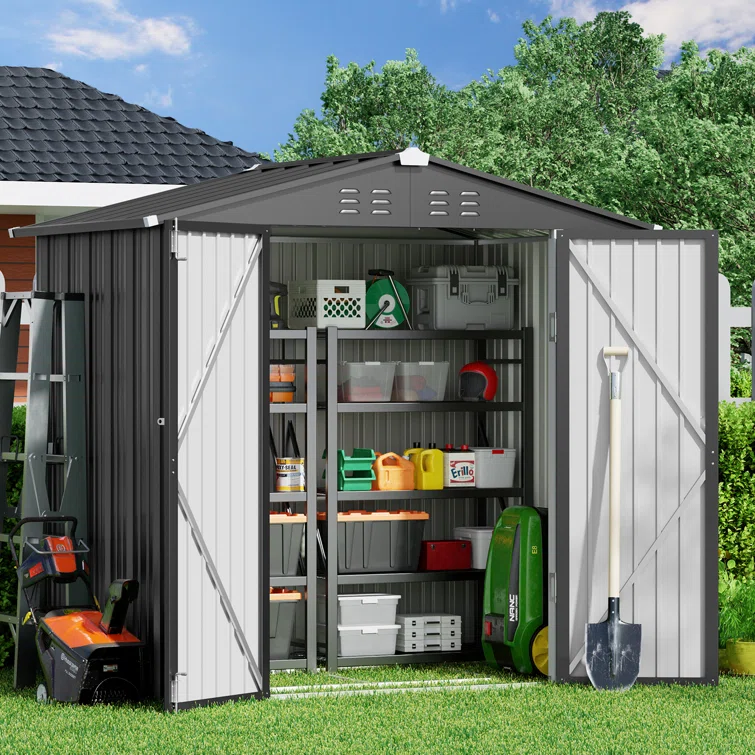 Lockable 6 ft. W x 4 ft. D Metal Storage Shed