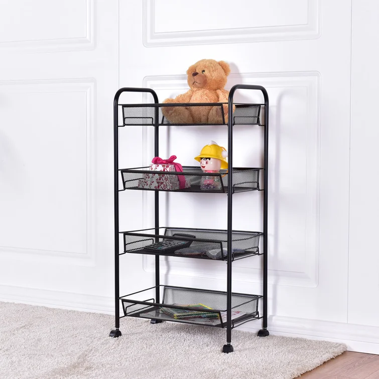 Elizabetha 17.5'' W Steel Shelving Unit with Wheels