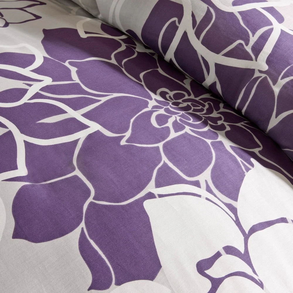 Madison Park Bridgette Taupe Grey/Purple Floral-pattern Cotton Comforter Set