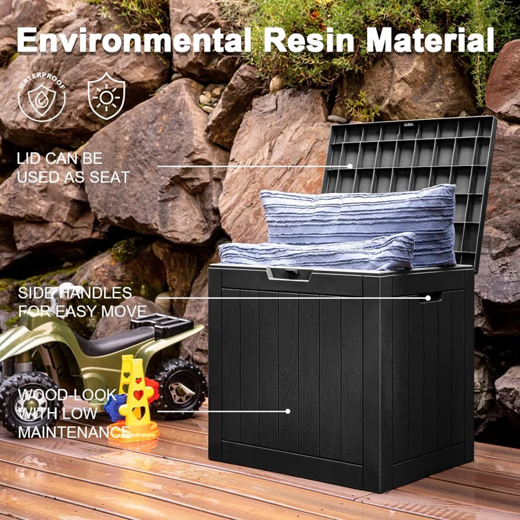 WORACO 17.09'' W 30 Gallons Water Resistant Resin Lockable Deck Box