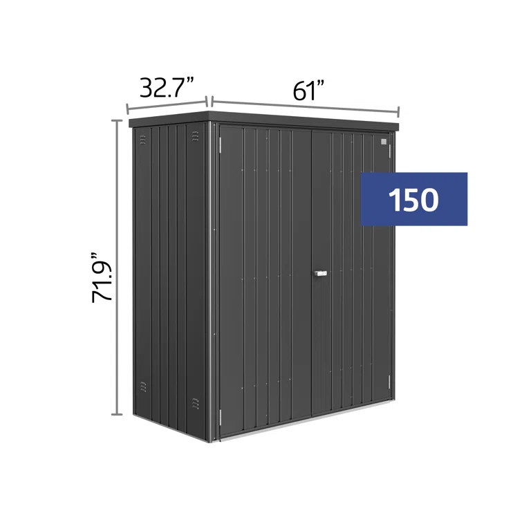 Equipment Locker 150 - 5' x 2.7' x 6' - Dark Gray with Floor Kit