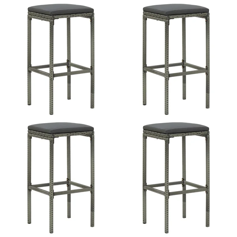 Patio Bar Table and Stools Set with Cushions