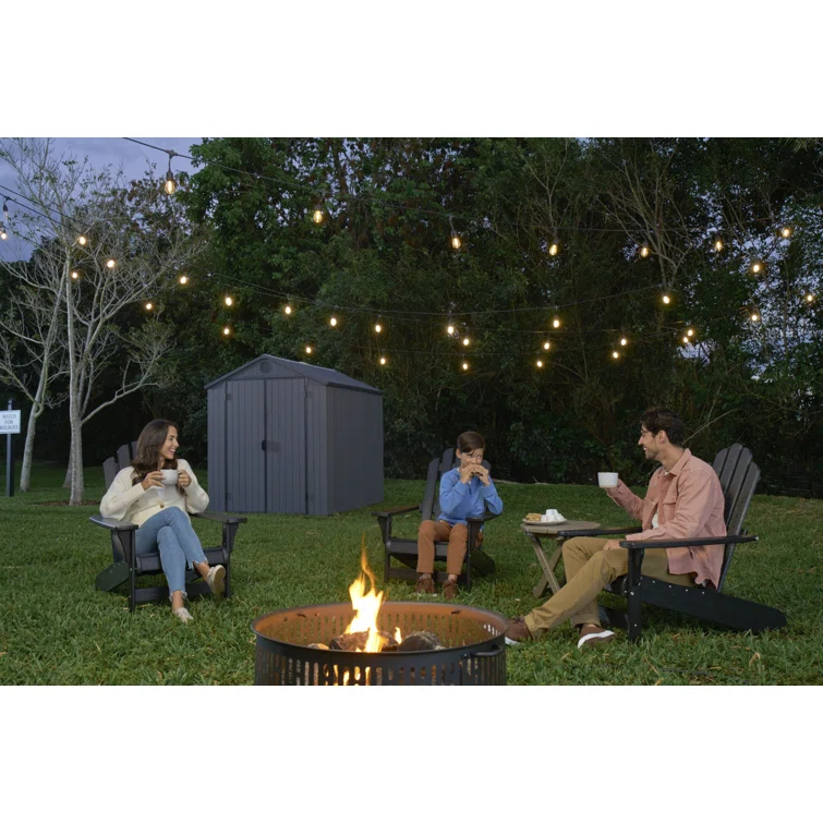 Keter Darwin 6x 8 ft. Durable Resin Outdoor Storage Shed With Floor and Double Doors for Garden Patio Furniture and Tools, Graphite