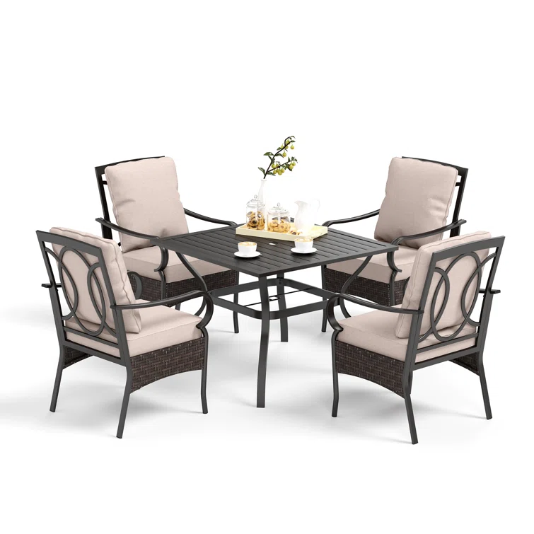 Armisha 4 - Person Square Outdoor Dining Set with Cushions