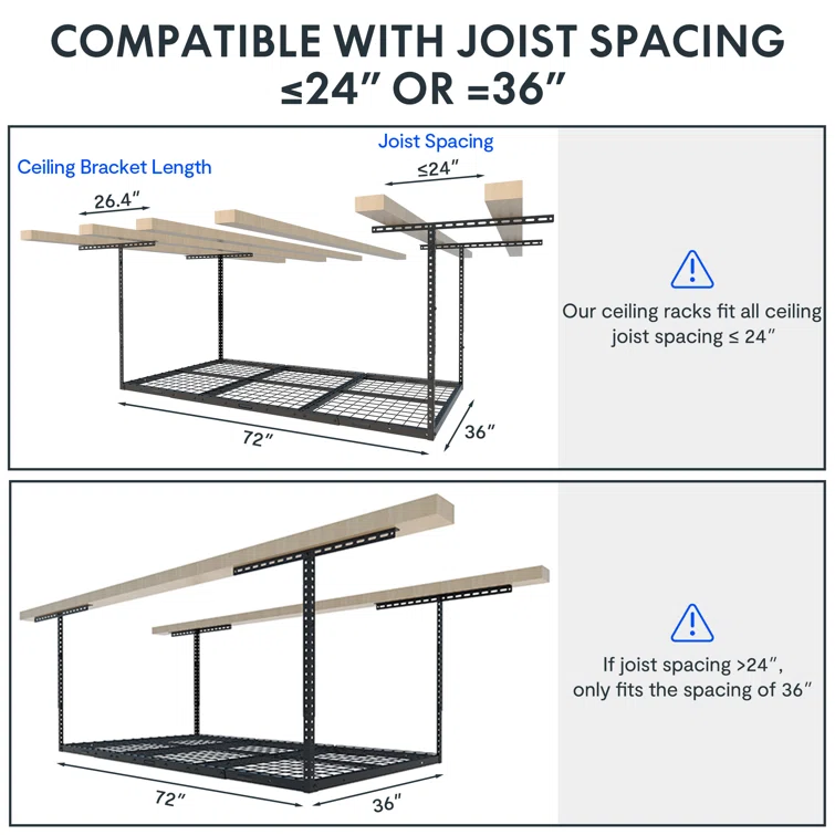 Maryorie Ceiling Mounted Overhead Steel Garage Storage Racks