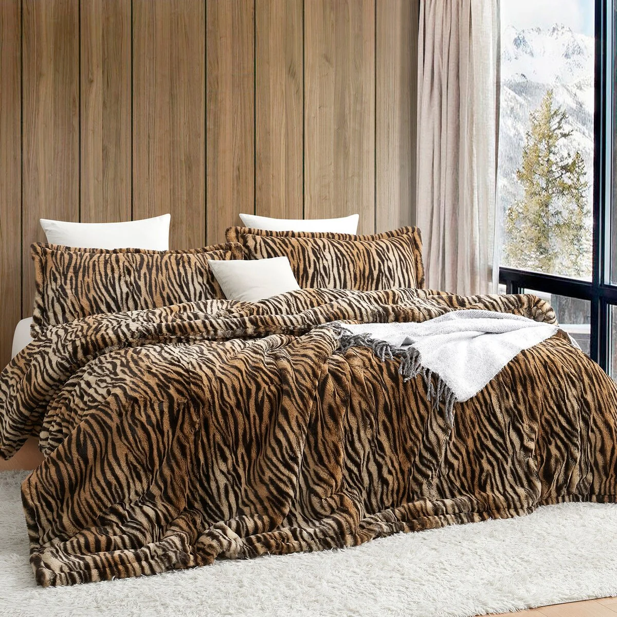 There's a Bengal in My Bed - Coma Inducer? Oversized Comforter Set - Black and Orange Stripes