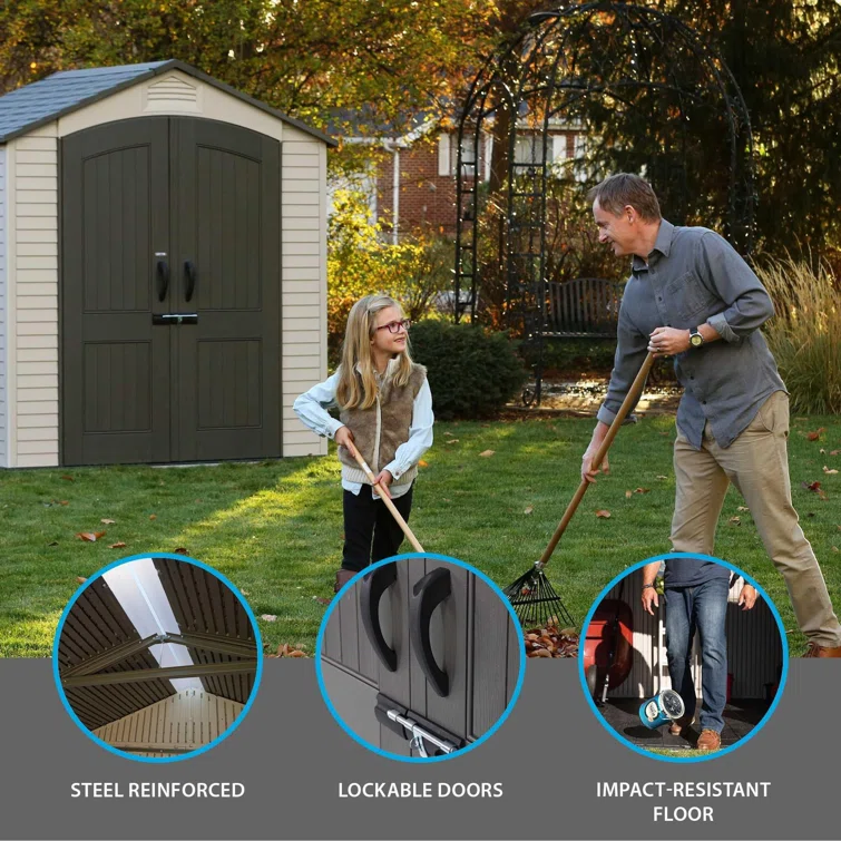 Lifetime 7 Ft. x 4.5 Ft. High-Density Polyethylene (Plastic) Outdoor Storage Shed with Steel-Reinforced Construction