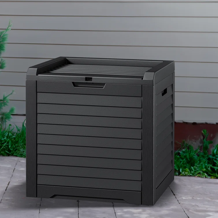 Edrosie Inc Gallon 22'' W 31 Gallons Water Resistant Resin Lockable Deck Box in Black
