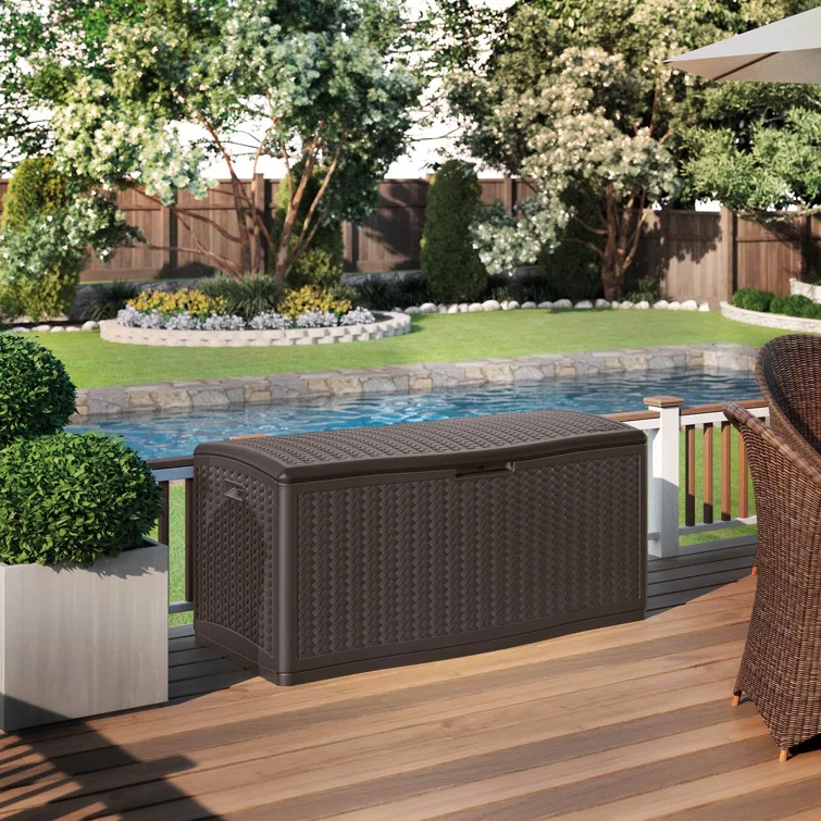 124 Gallon Water Resistant Herringbone Deck Box