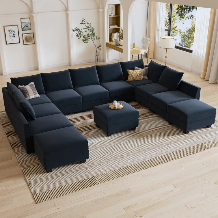Kandle Modular Upholstered Velvet Chaise Sectional Sofa