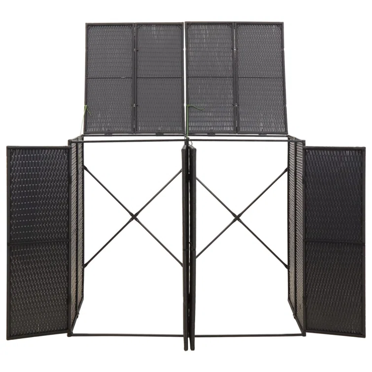 vidaXL Bin Store Outdoor Trash Can Storage Double Wheelie Bin Shed Poly Rattan