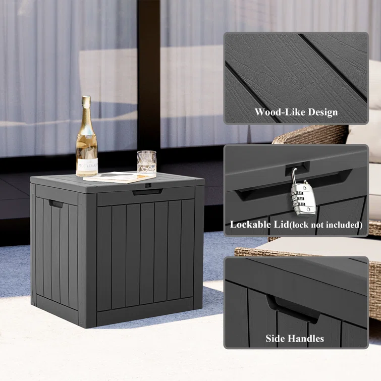 PAMAPIC 22.1'' W 31 Gallons Water Resistant Polypropylene Lockable Deck Box