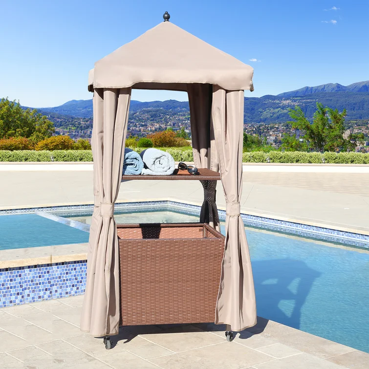 Sophie's Sunlit Wicker Towel Valet with Zipper Cover and Wheels