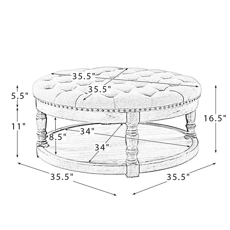 Danilynn Tufted Round Cocktail Ottoman Coffee Table
