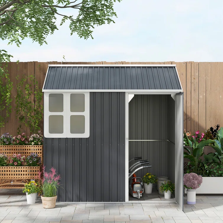 7 ft. 1 in. W x 5 ft. 8 in. D Metal Garage Shed