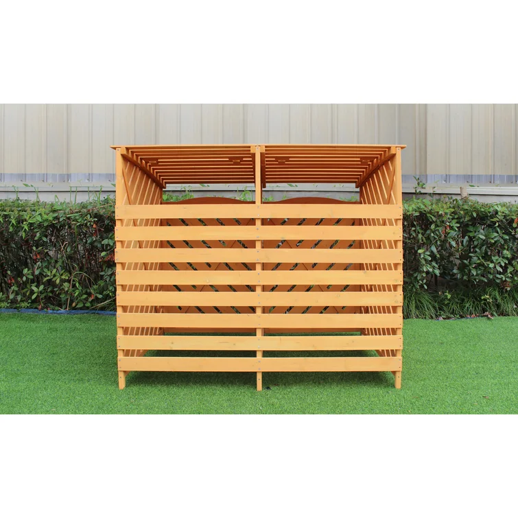 Hanover Outdoor 4.88 ft. x 3.01 ft. Wooden Trash Bin and Recyclables Storage Shed
