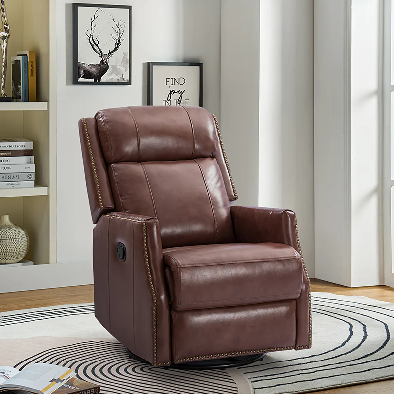 Epimetheus Genuine Leather Manual Swivel Recliner