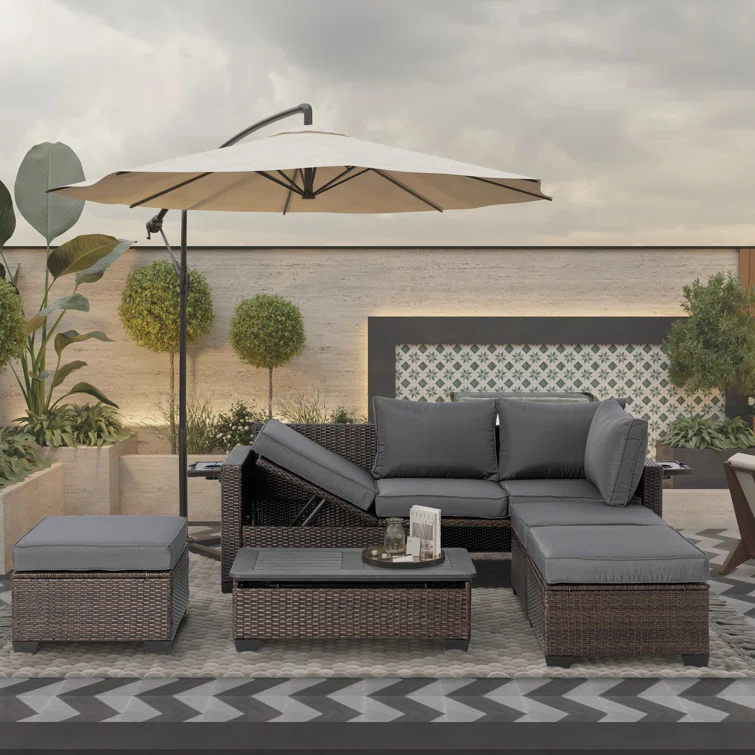 Albrechtice 6 - Person Outdoor Seating Group with Cushions<!-- --> <!-- -->(Set of 3)