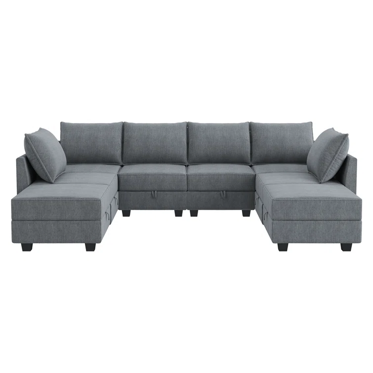 U shaped Sectional Sofa Modular Sectional Couch with Storage Ottoman