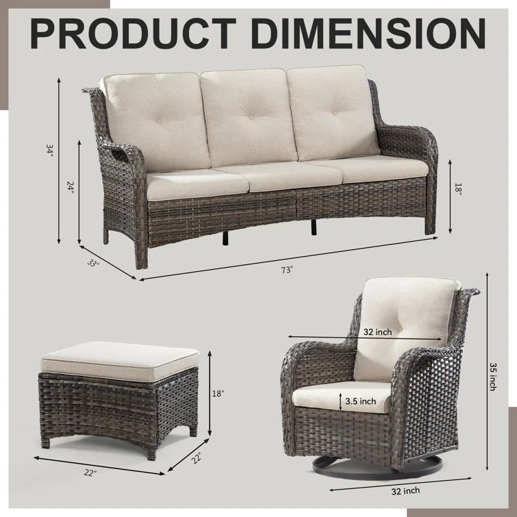 5 - Person Outdoor Seating Group with Cushions