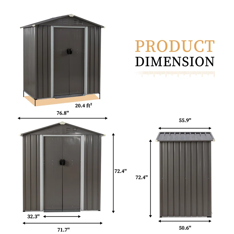 6 ft. W x 4 ft. D Metal Storage Shed