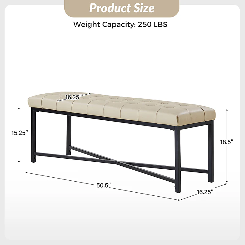 Arnold Versatile Elegance: Genuine Leather Bench with Button-Tufted Design