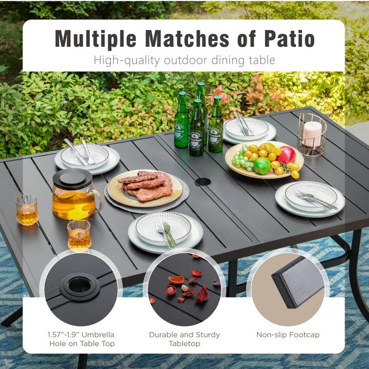 Alyah 6 - Person Rectangular Outdoor Dining Set with Cushions