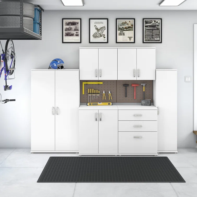 Modular 108W Garage Storage Cabinet System W Wall Mount Cabinets