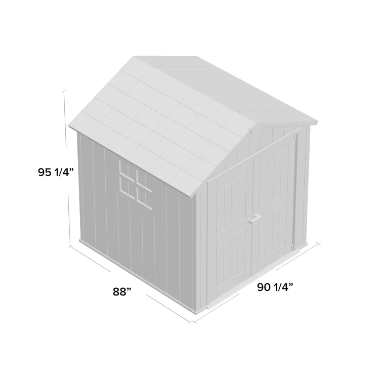 Keter Oakland 7.5x7 ft. Durable Resin Outdoor Storage Shed With Floor and Double Doors for Garden Patio Furniture and Tools, Grey