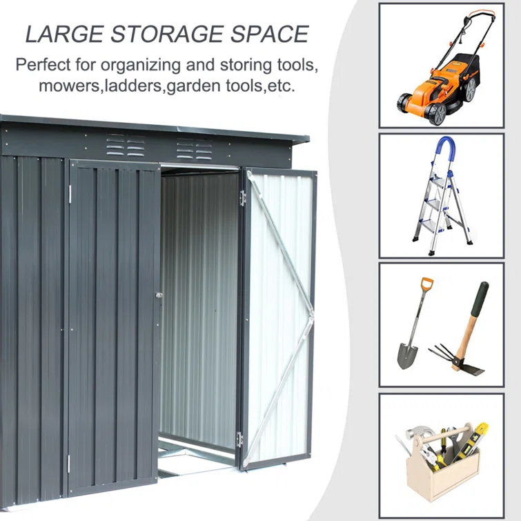 6 ft. W x 4 ft. D Metal Vertical Storage Shed