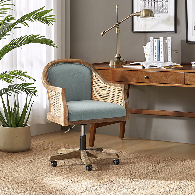 Audrey Task Accent Chair with Rattan Arms