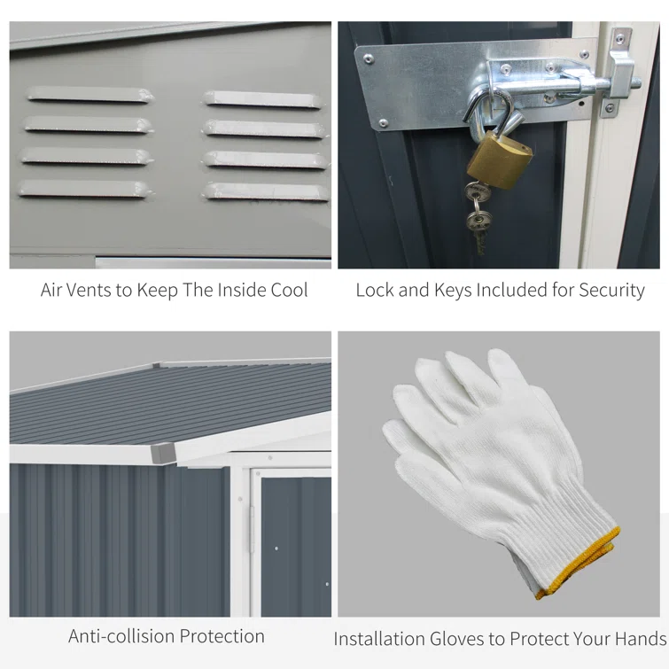 Outsunny 4 ft. W x 8 ft. D Metal Lean-To Tool Shed