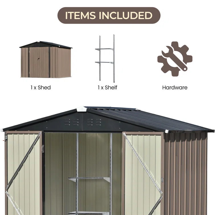8 ft. W x 6 ft. D Stainless Steel Horizontal Garage Shed