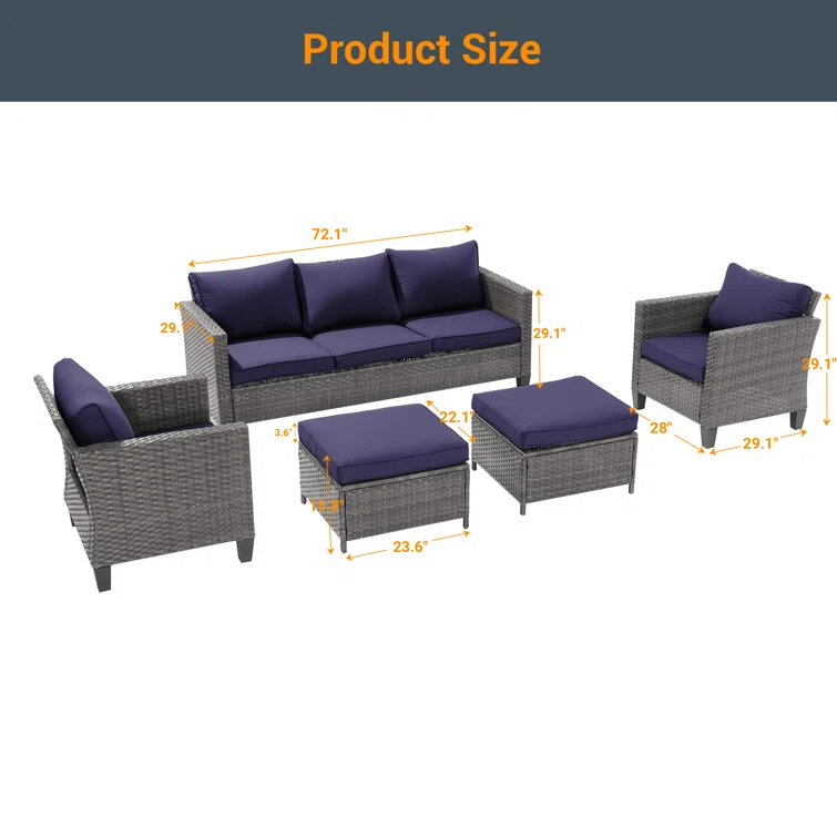 Astling 5 - Person Outdoor Seating Group with Cushions