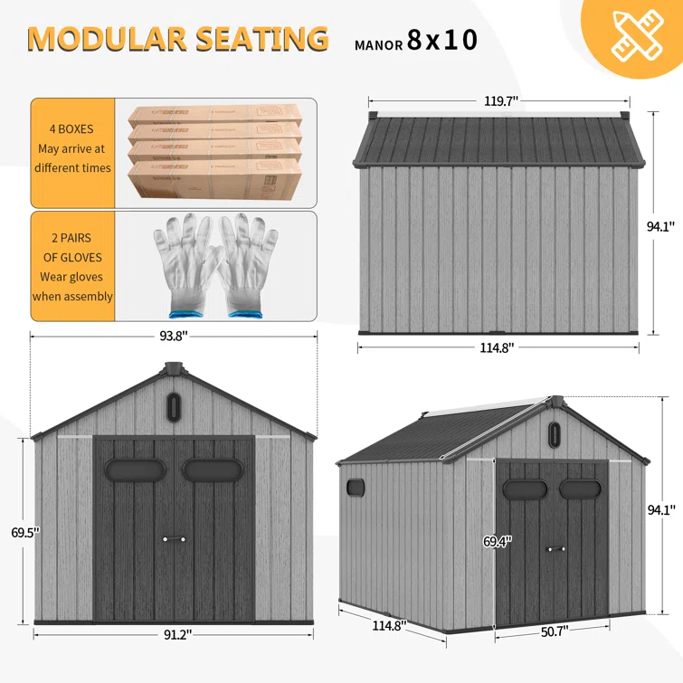 8 ft. W x 10 ft. D Metal Storage Shed