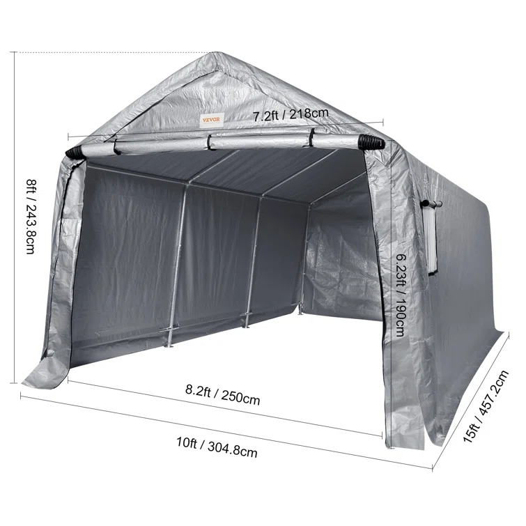 Heavy Duty 10 ft. W x 15 ft. D Polyethylene Portable Garage Shed