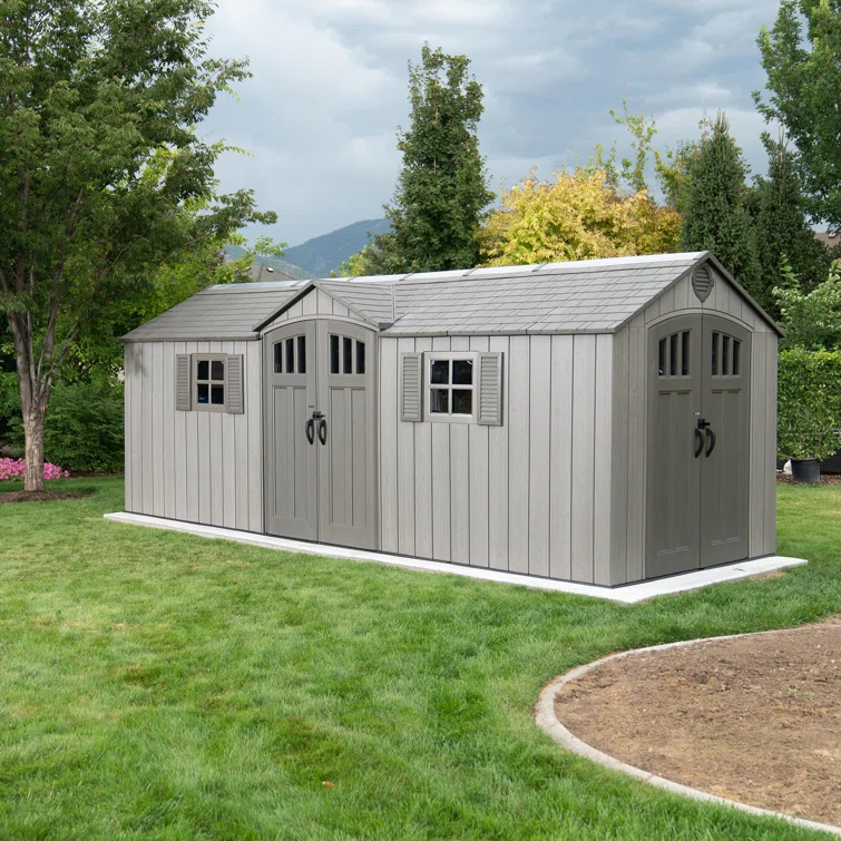 Lifetime 20 Ft. x 8 Ft. High-Density Polyethylene (Plastic) Outdoor Storage Shed with Steel-Reinforced Construction