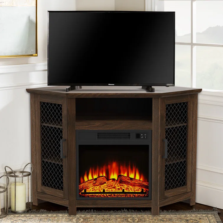 45'' Electric Corner Fireplace TV Stand with Storage for TVs up to 55