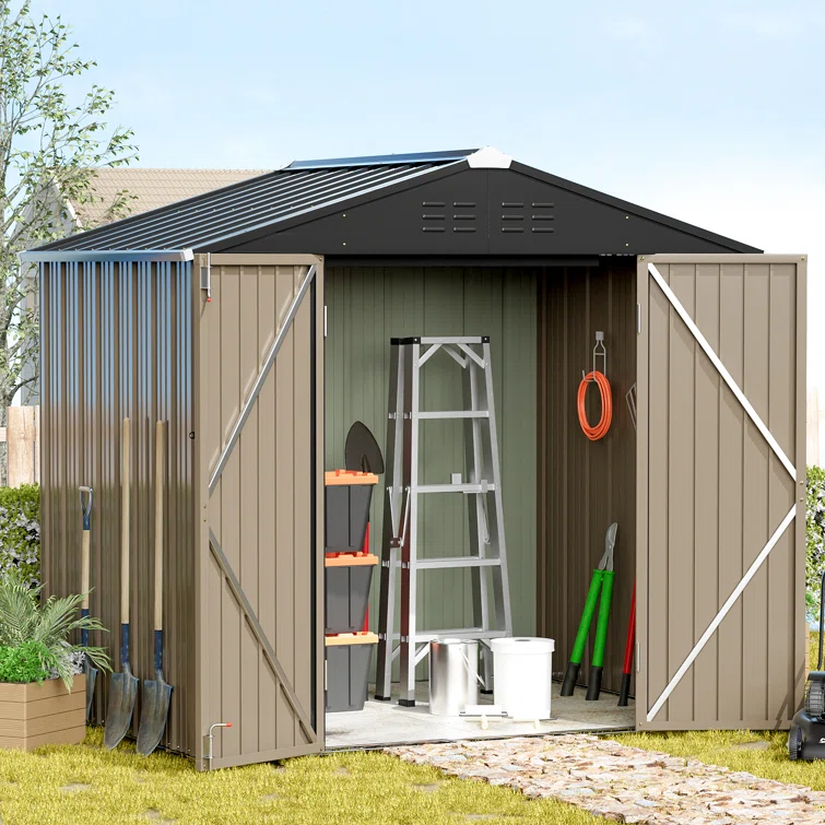 Outdoor 8 ft. W x 6 ft. D Metal Storage Shed
